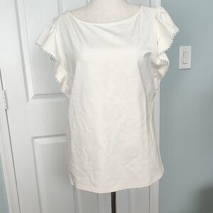 Ann Taylor Cream Blouse with Ruffle Sleeves